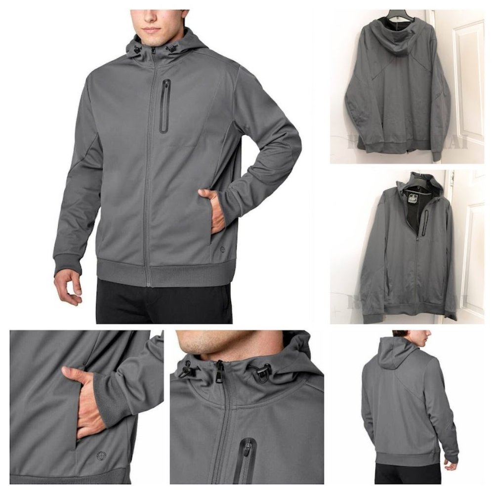 Men's Full‎ Zip Jacket Hooded Wind Water Resistant Mondetta Outdoor Project